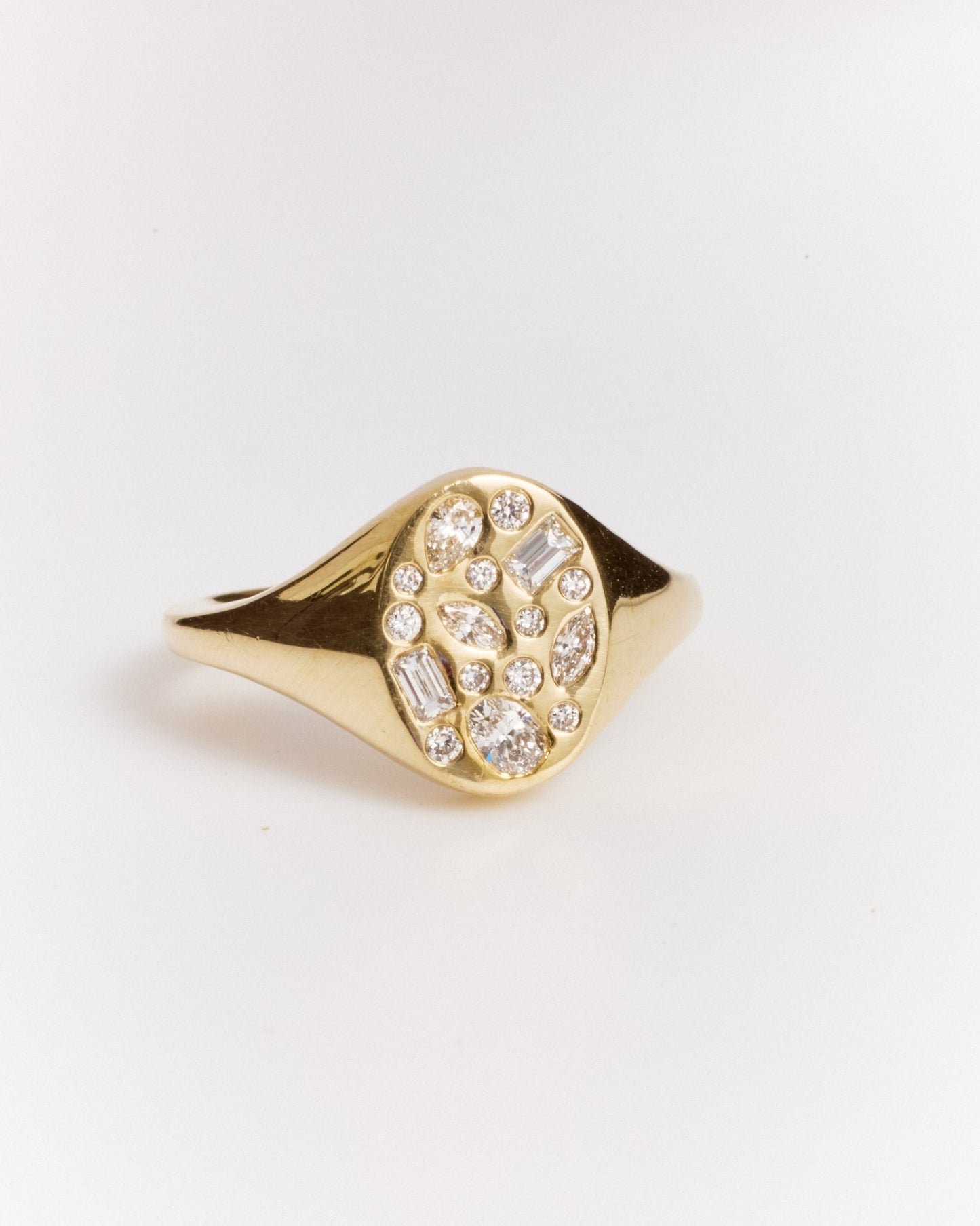 The LFJ Mixed Signet Ring (Mined Natual Diamond) - Lanore Fine Jewelry