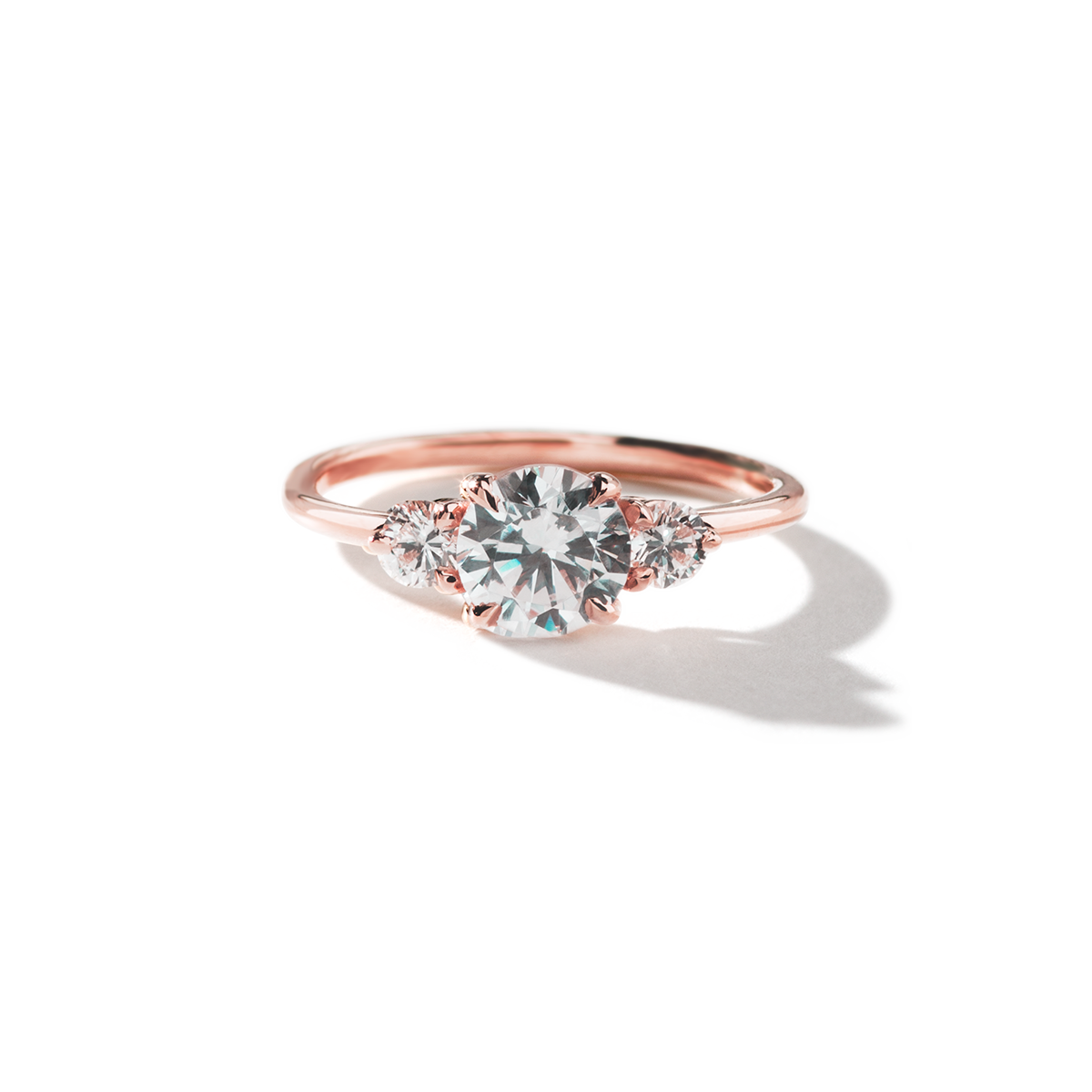 Ultra Thin Lab-Grown 3 Stone Diamond Engagement Ring