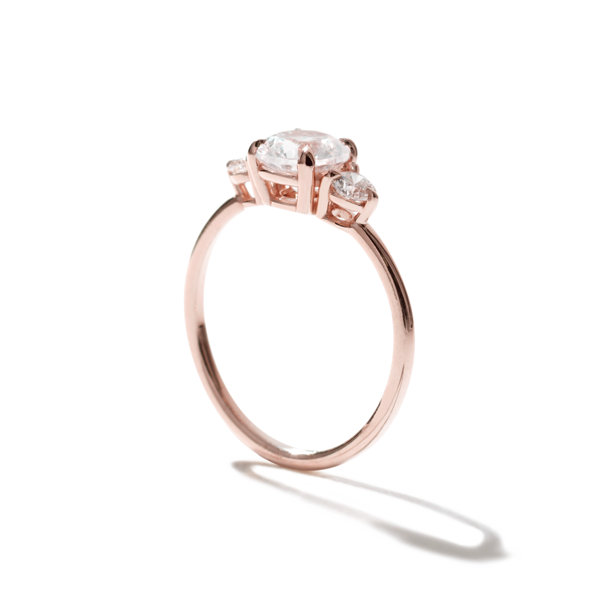 Ultra Thin Lab-Grown 3 Stone Diamond Engagement Ring