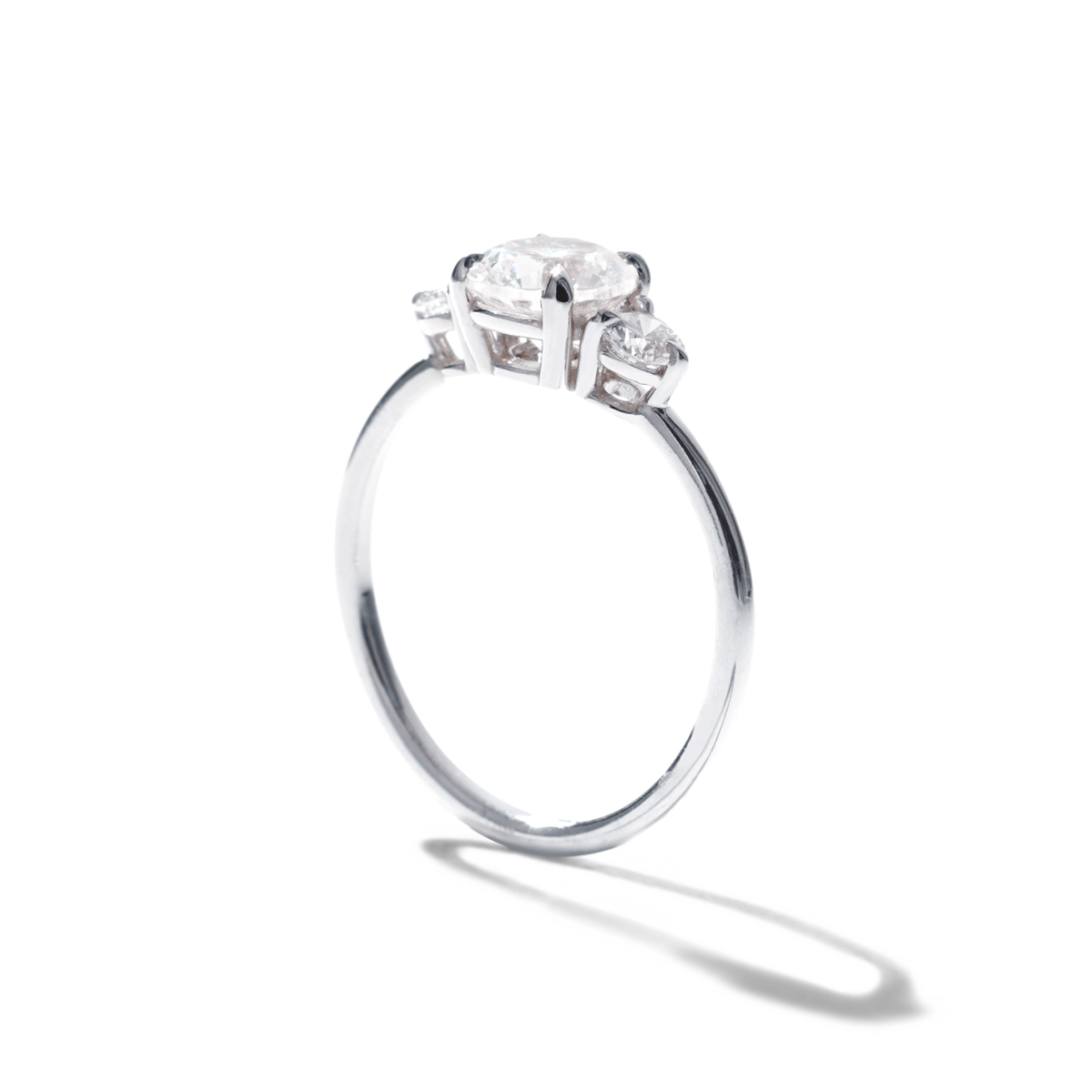 Ultra Thin Lab-Grown 3 Stone Diamond Engagement Ring