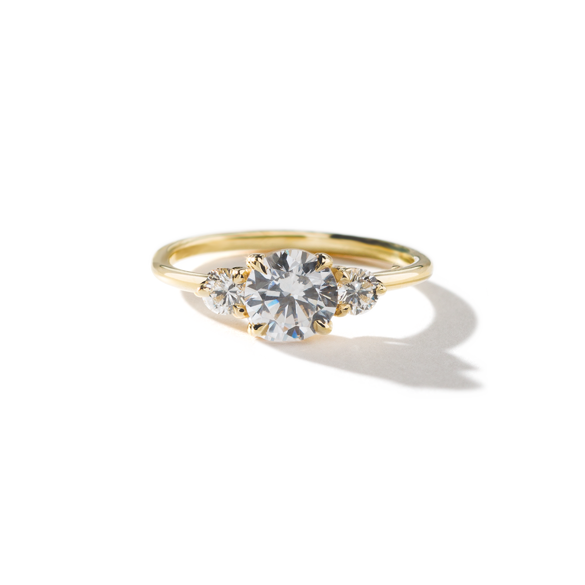 Ultra Thin Lab-Grown 3 Stone Diamond Engagement Ring