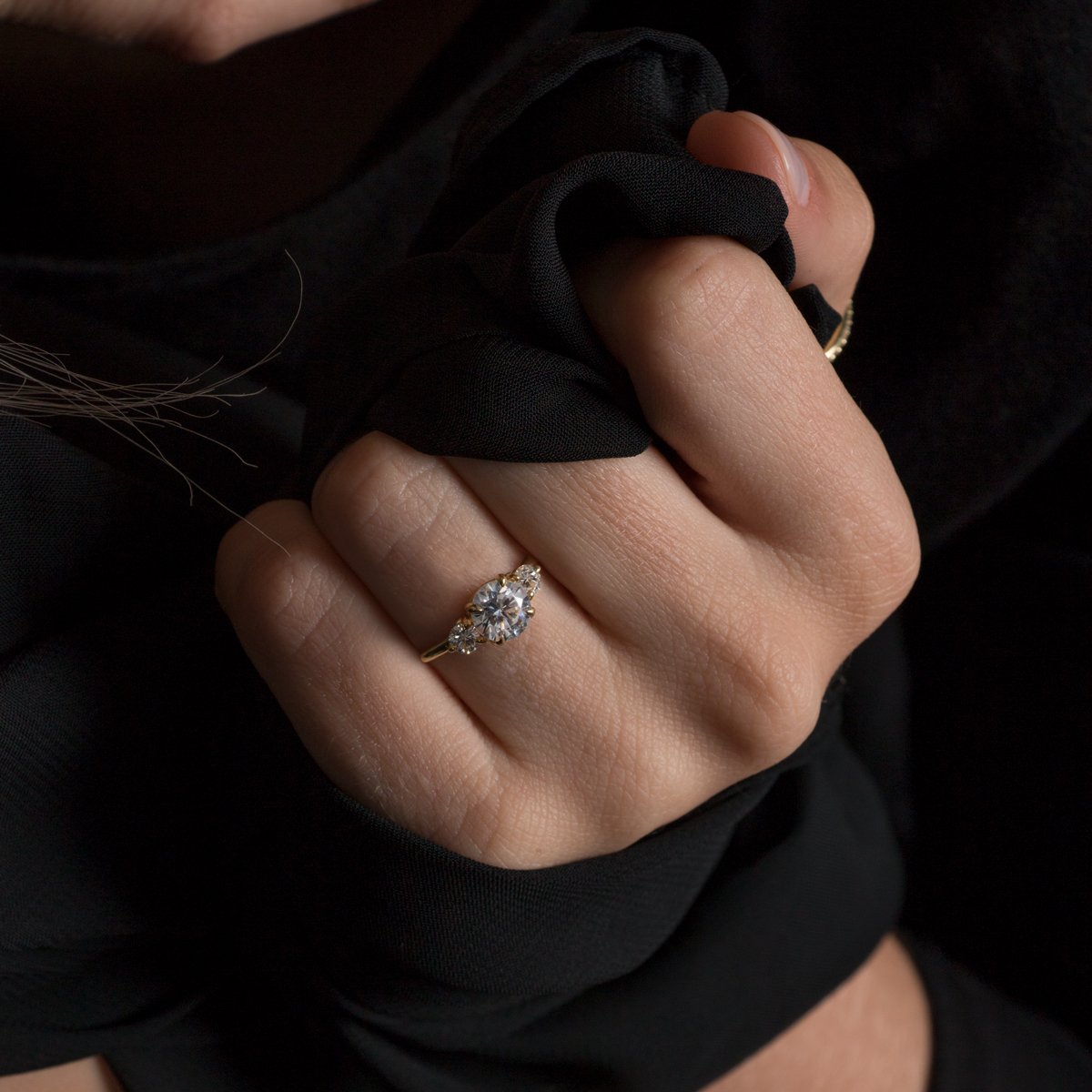 Ultra Thin Lab-Grown 3 Stone Diamond Engagement Ring