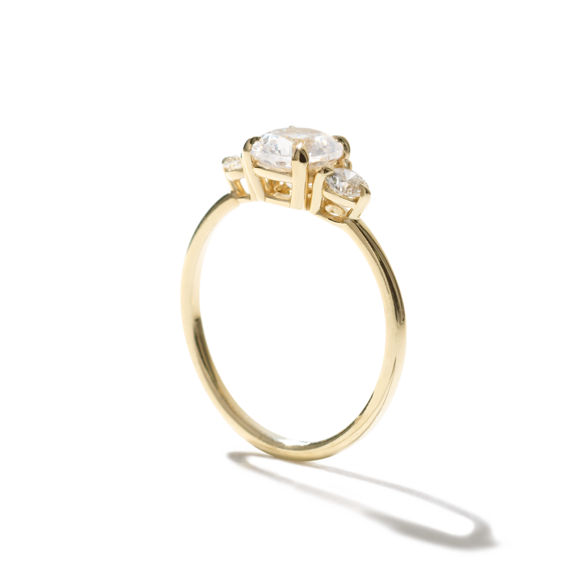 Ultra Thin Lab-Grown 3 Stone Diamond Engagement Ring