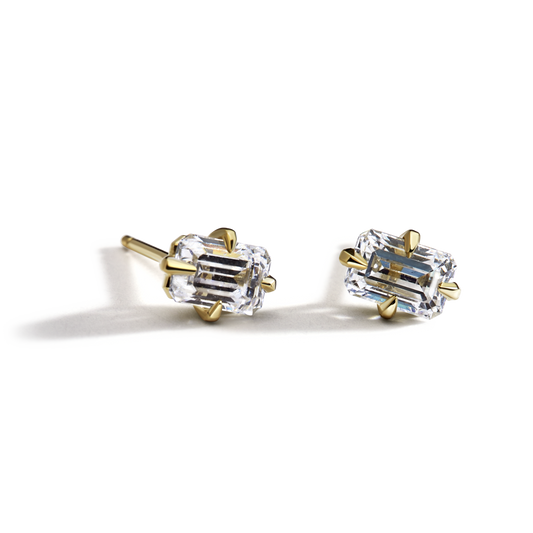 Emerald Cut Diamond Studs