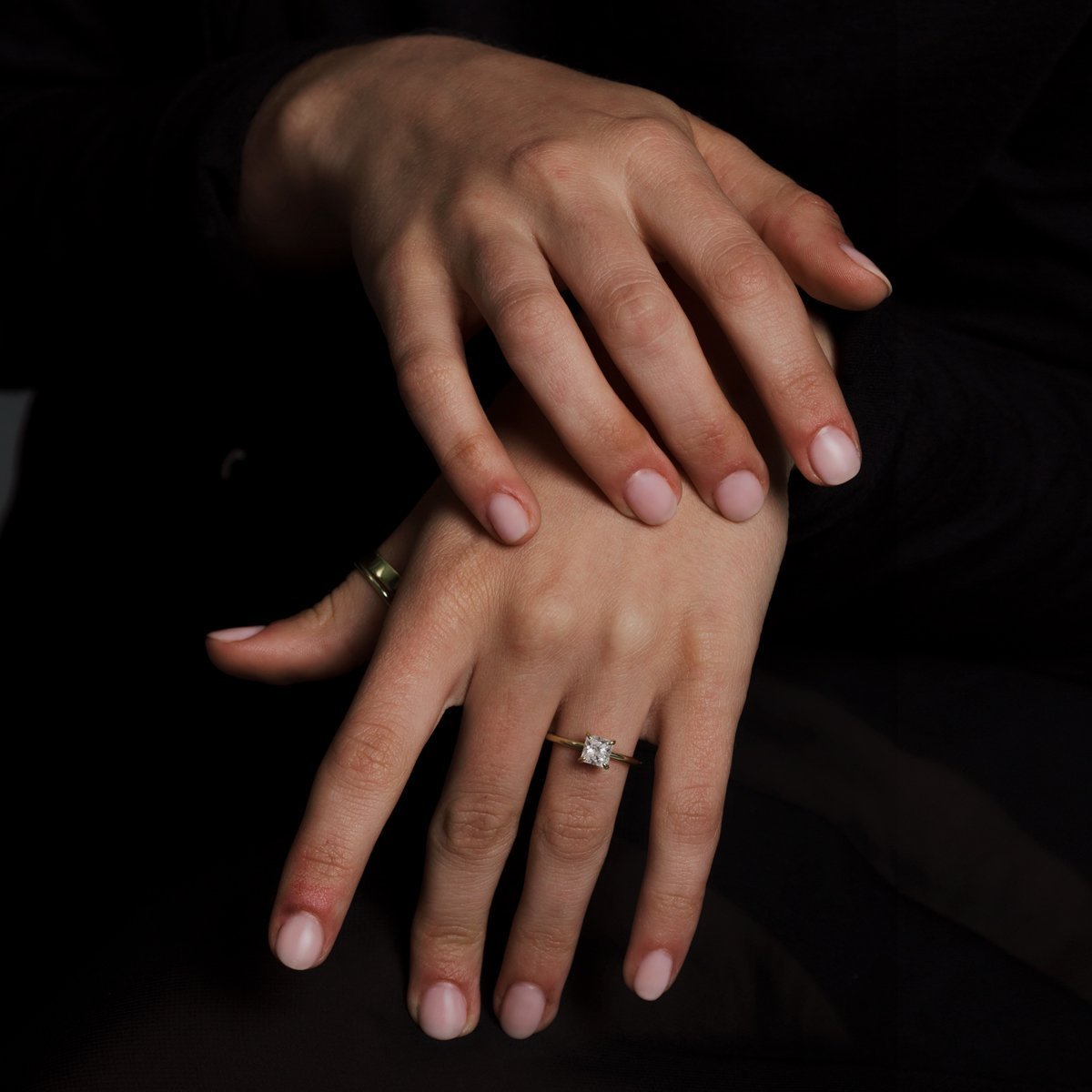Solitaire with Hidden Halo Engagement Ring