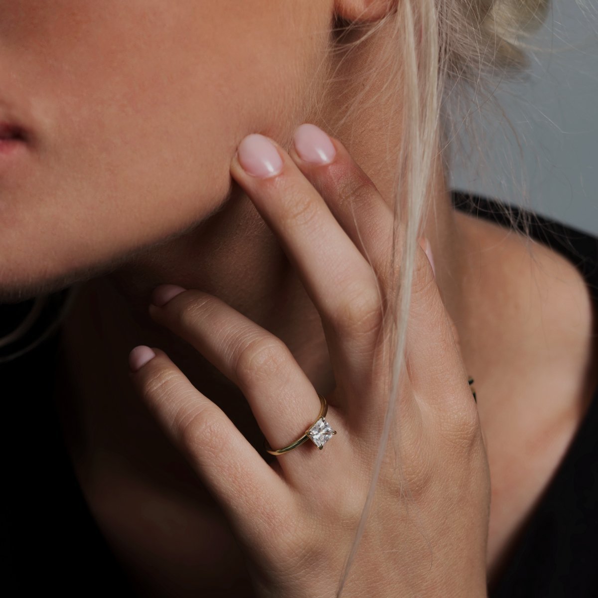 Solitaire with Hidden Halo Engagement Ring
