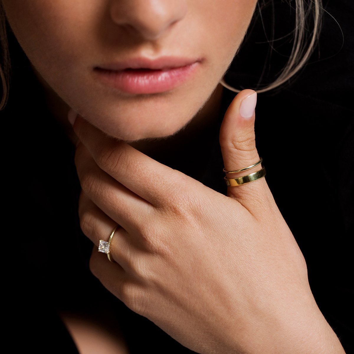 Solitaire with Hidden Halo Engagement Ring