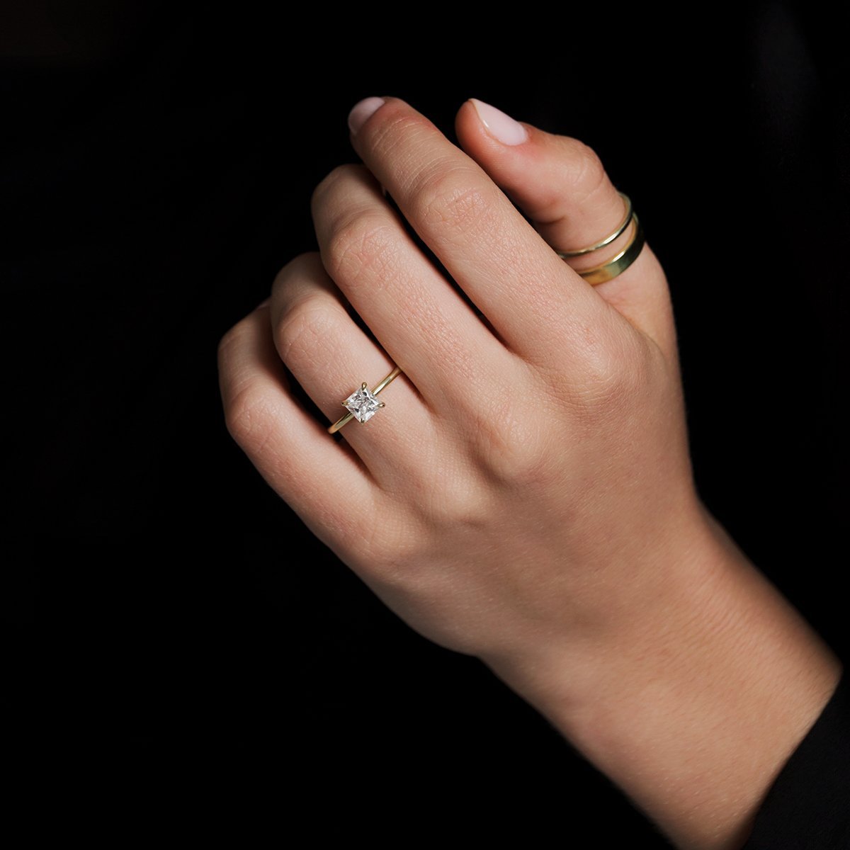 Solitaire with Hidden Halo Engagement Ring