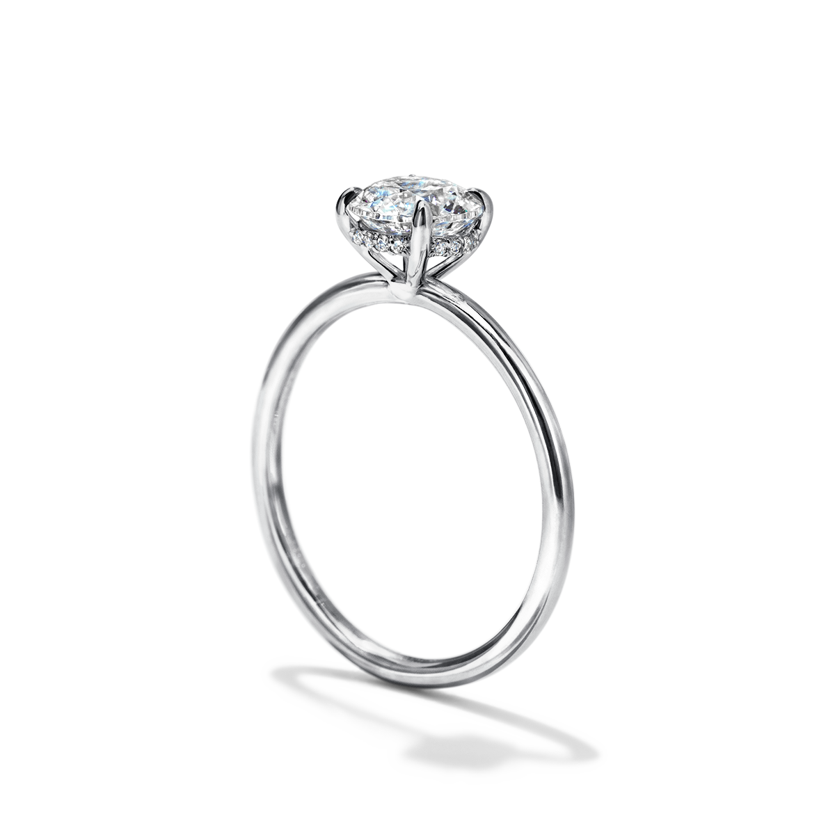 Solitaire with Hidden Halo Engagement Ring