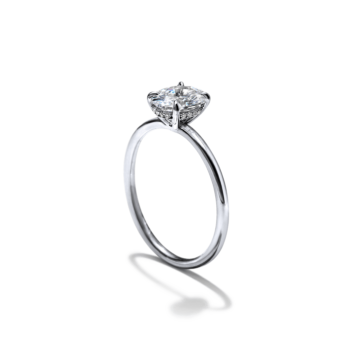 Solitaire with Hidden Halo Engagement Ring
