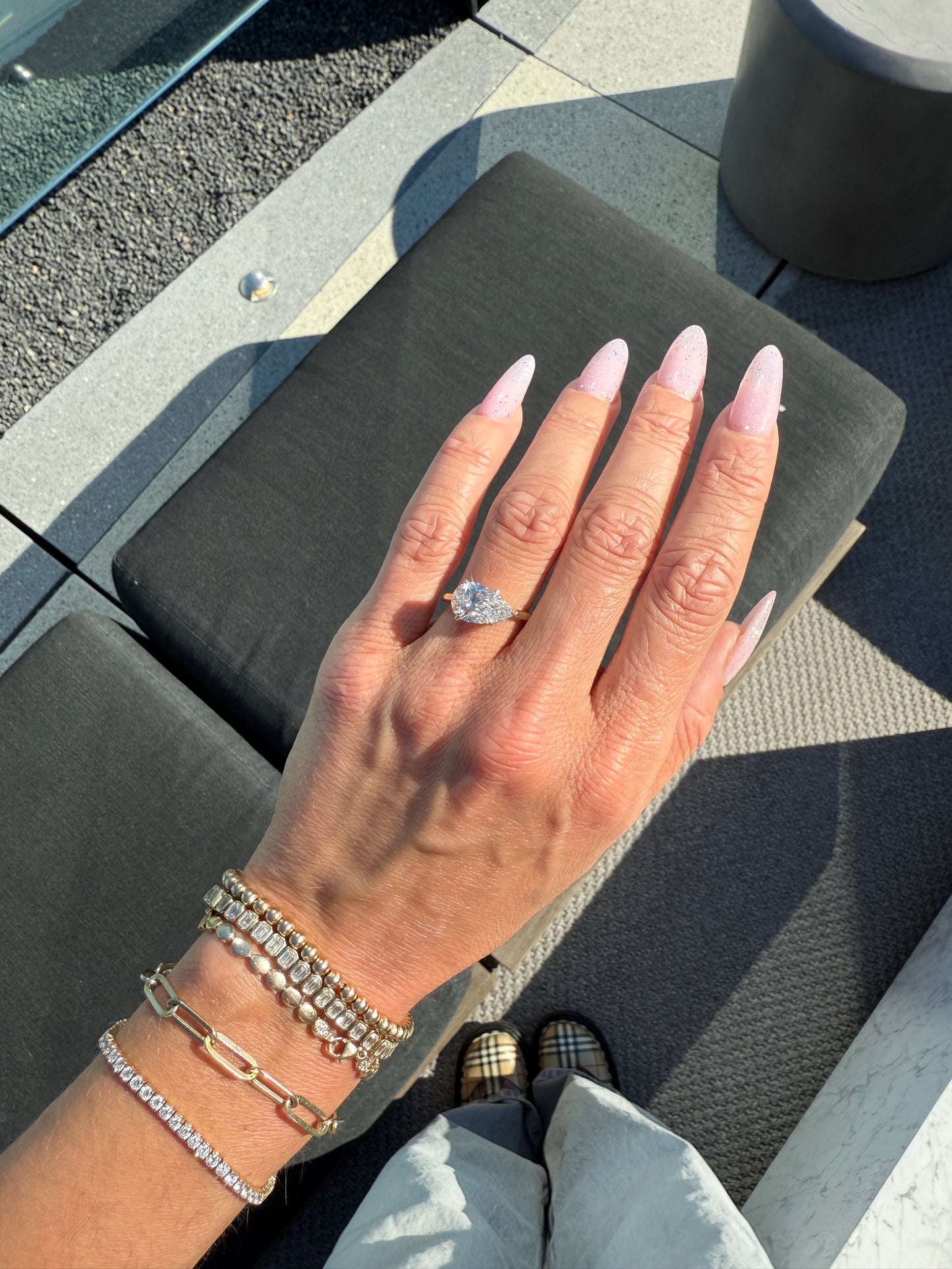 East/West Pear Cut London Engagement Ring with HH