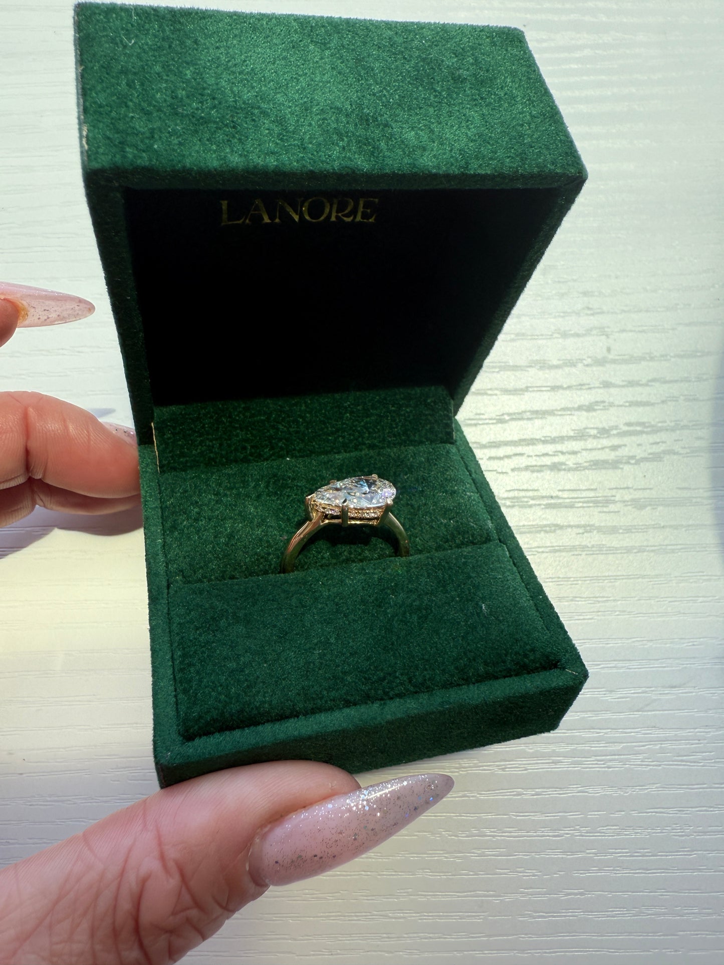 East/West Pear Cut London Engagement Ring with HH