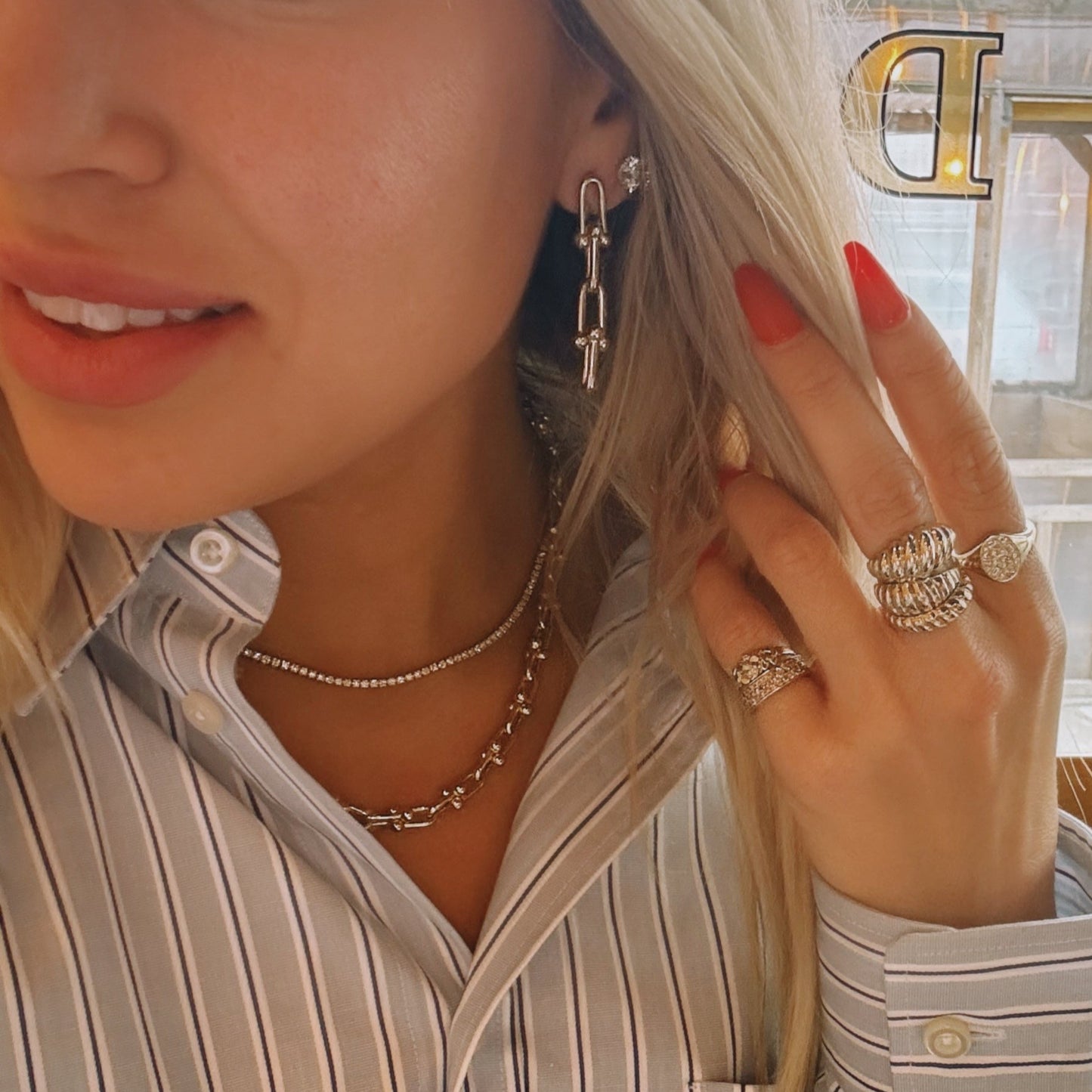 Double Link Drop Earring