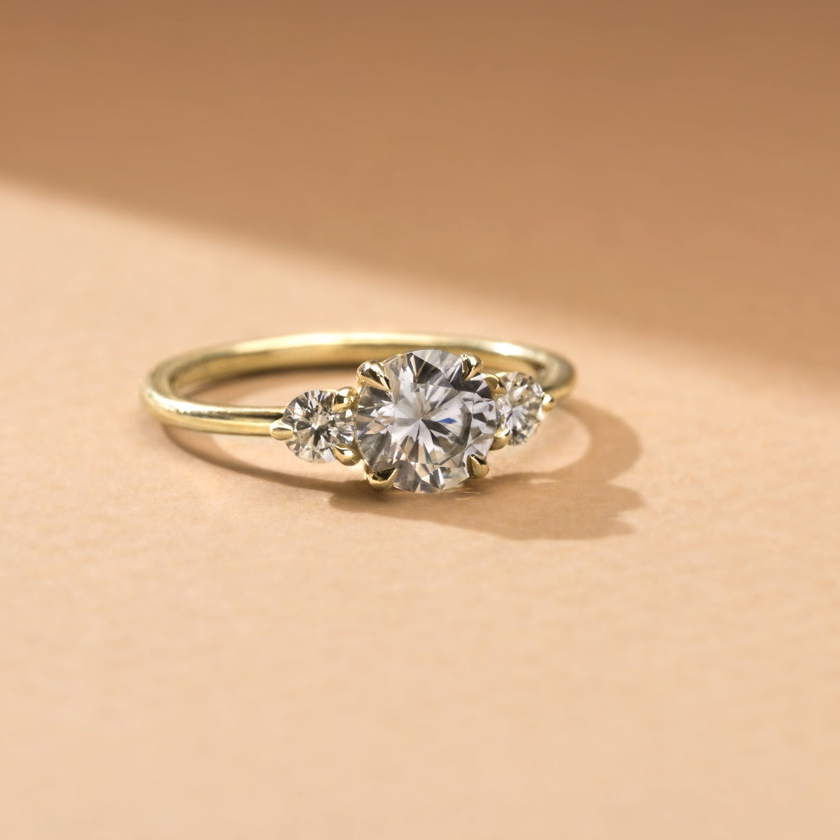 Ultra Thin Lab-Grown 3 Stone Diamond Engagement Ring