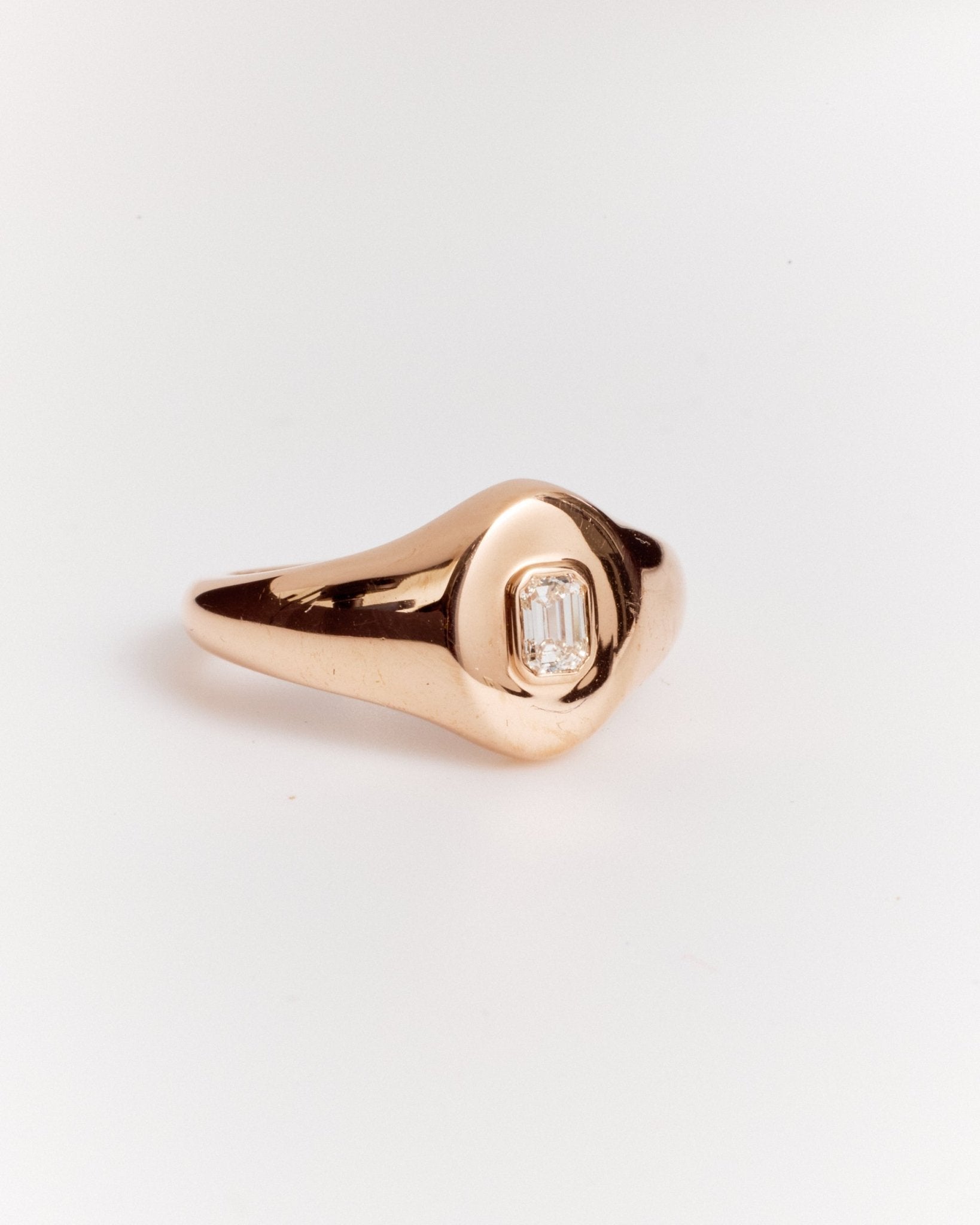 Emerald Cut Pinky Signet Ring (Natural Mined Diamond) - Lanore Fine Jewelry