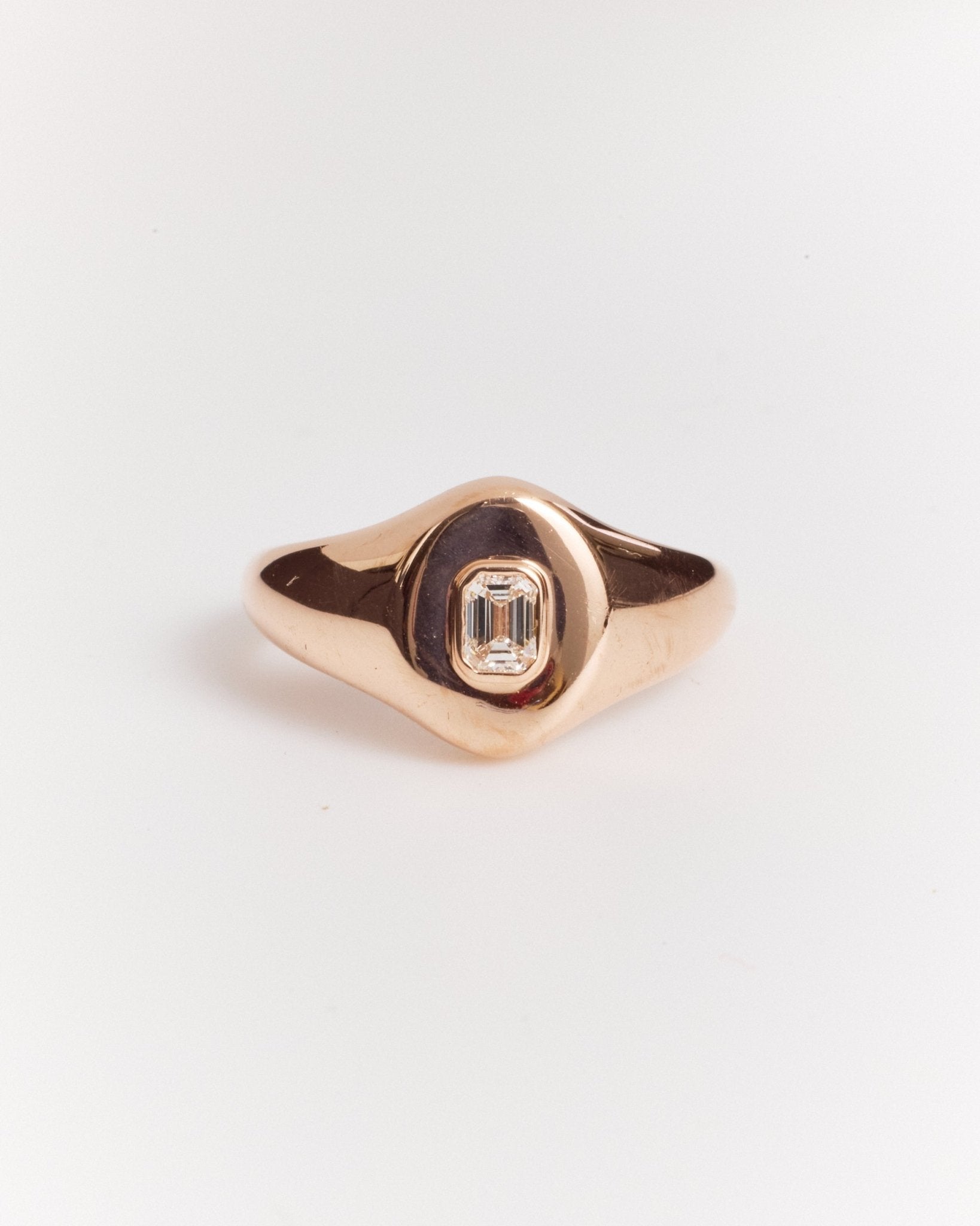 Emerald Cut Pinky Signet Ring (Natural Mined Diamond) - Lanore Fine Jewelry