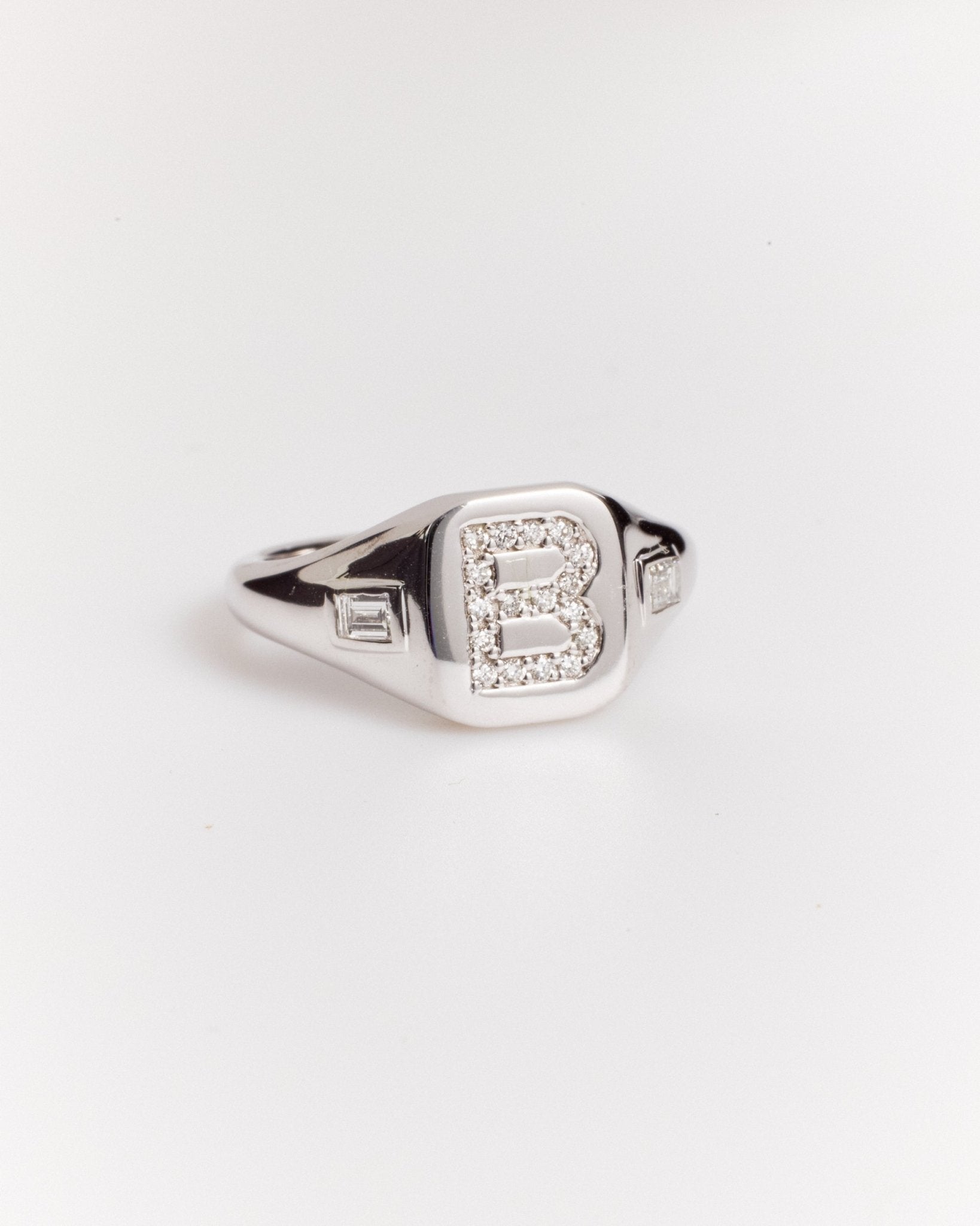 Initial Signet Ring (Mined Natural Diamond) - Lanore Fine Jewelry