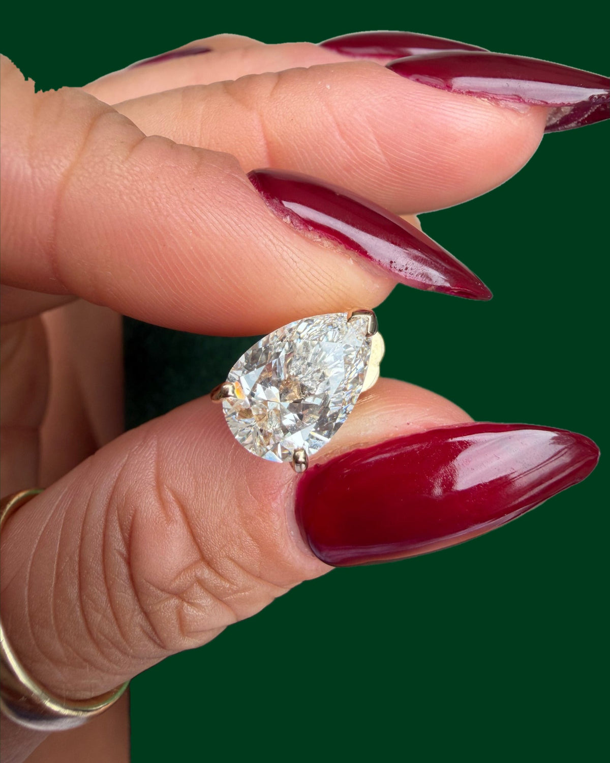 3ct Pear Diamond Stud