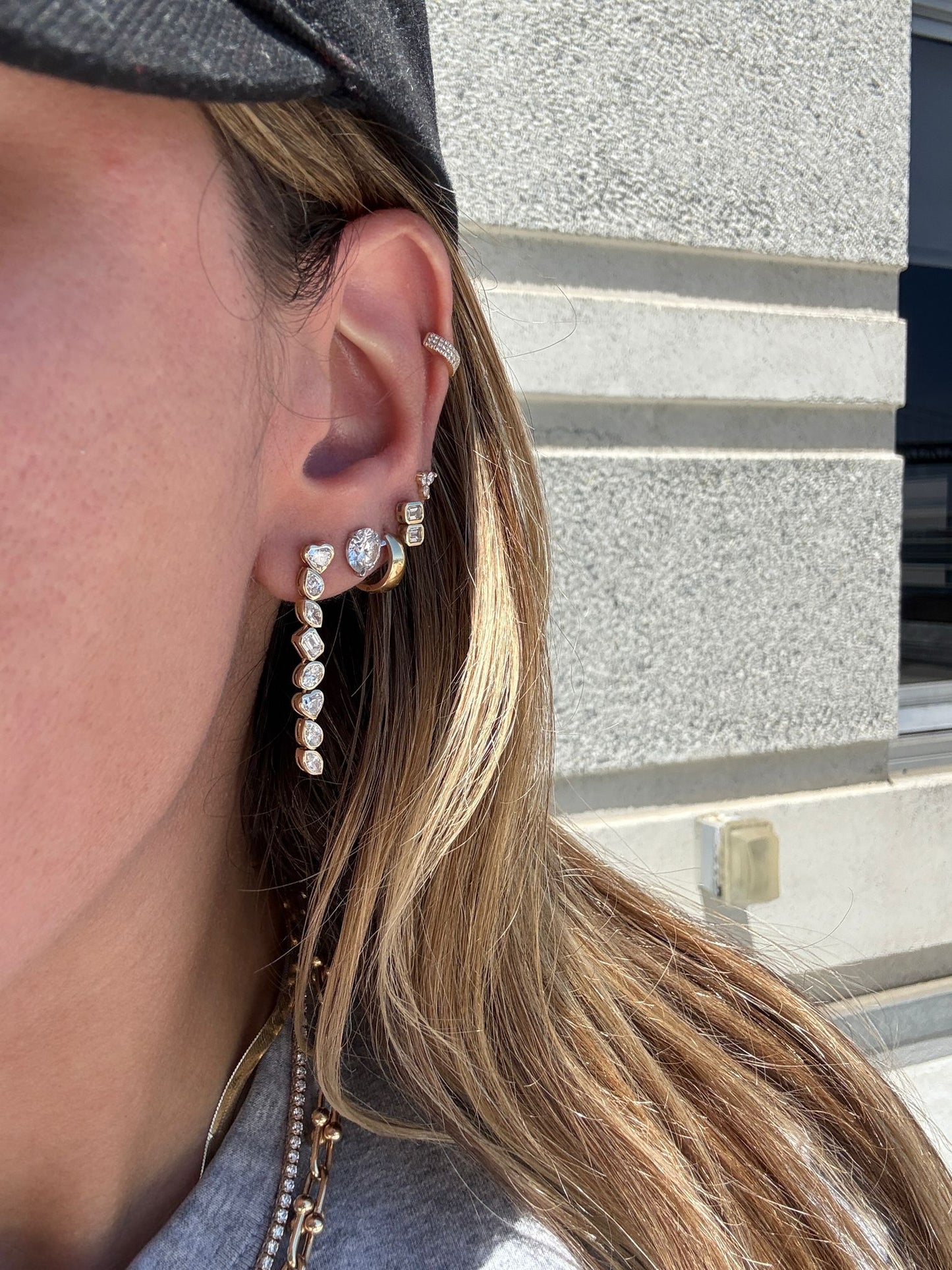 Mixed Shape Diamond Drop Earrings