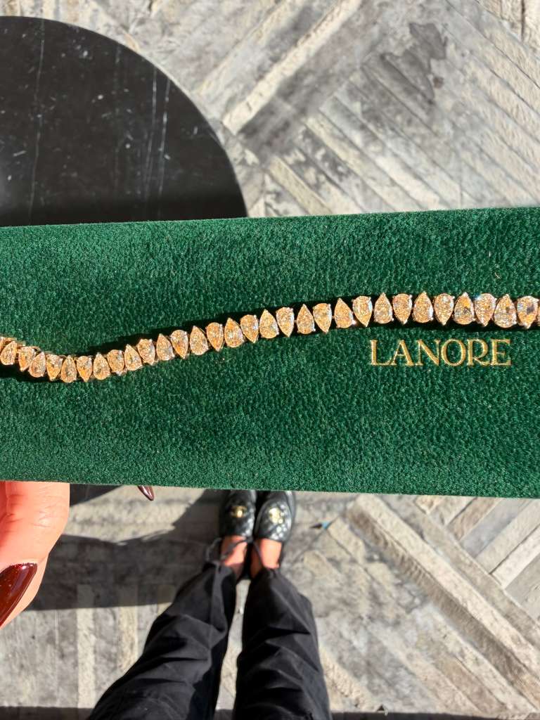 North/South Fancy Yellow Pear Cut LG Diamond Tennis Bracelet (12ctw) - Lanore Fine Jewelry