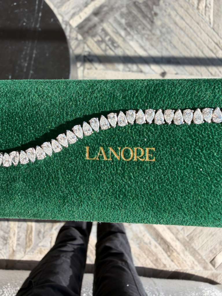 North/South Pear Cut LG Diamond Tennis Bracelet (11ctw) - Lanore Fine Jewelry