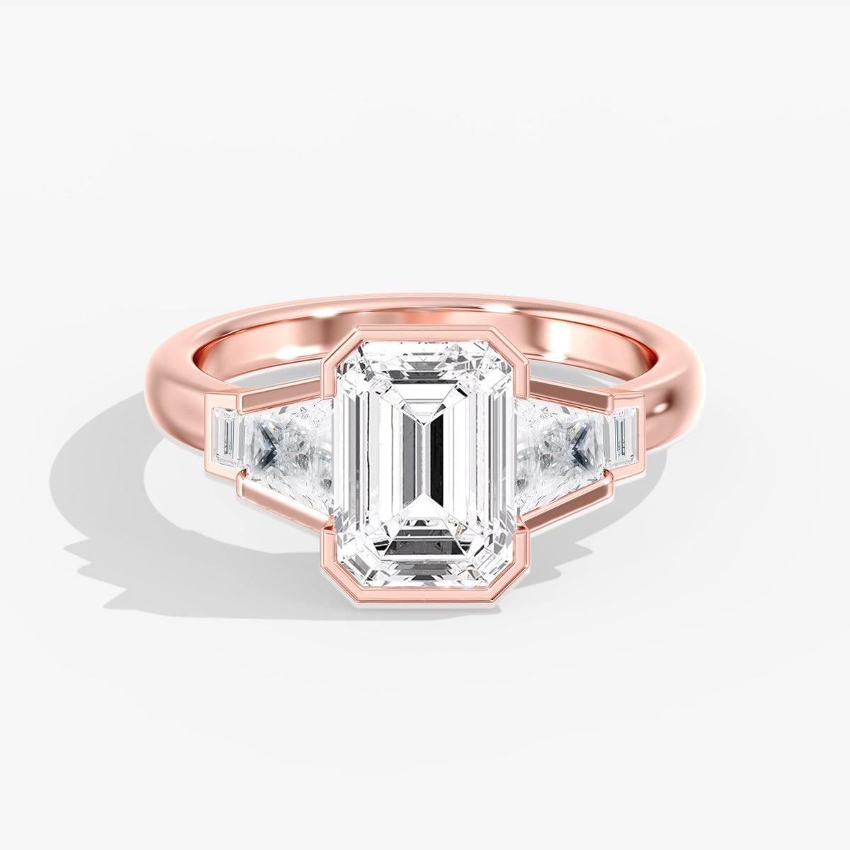 Emerald Cut Half Bezel Ring, 3 ct