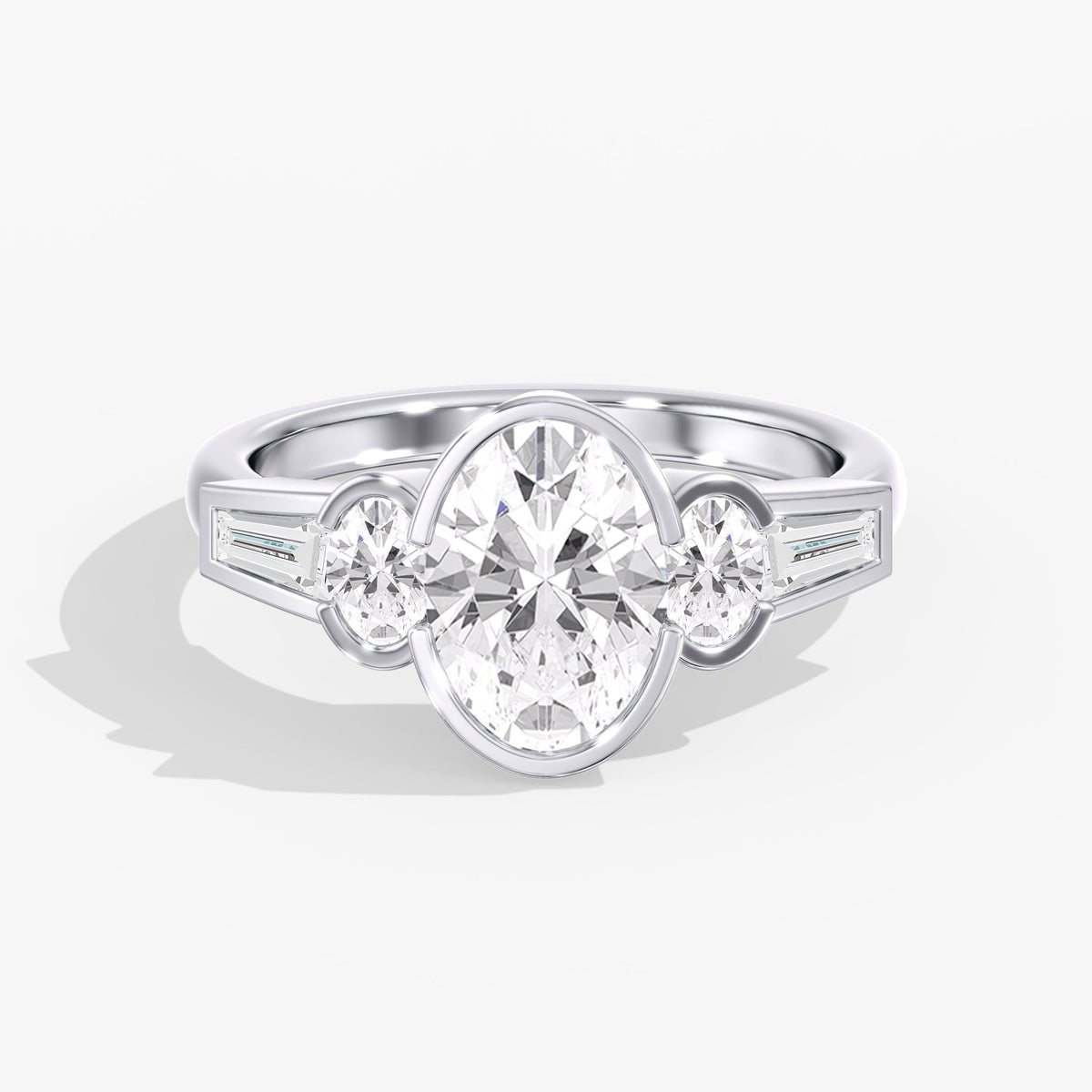 Oval Half Bezel Ring, 2 ct