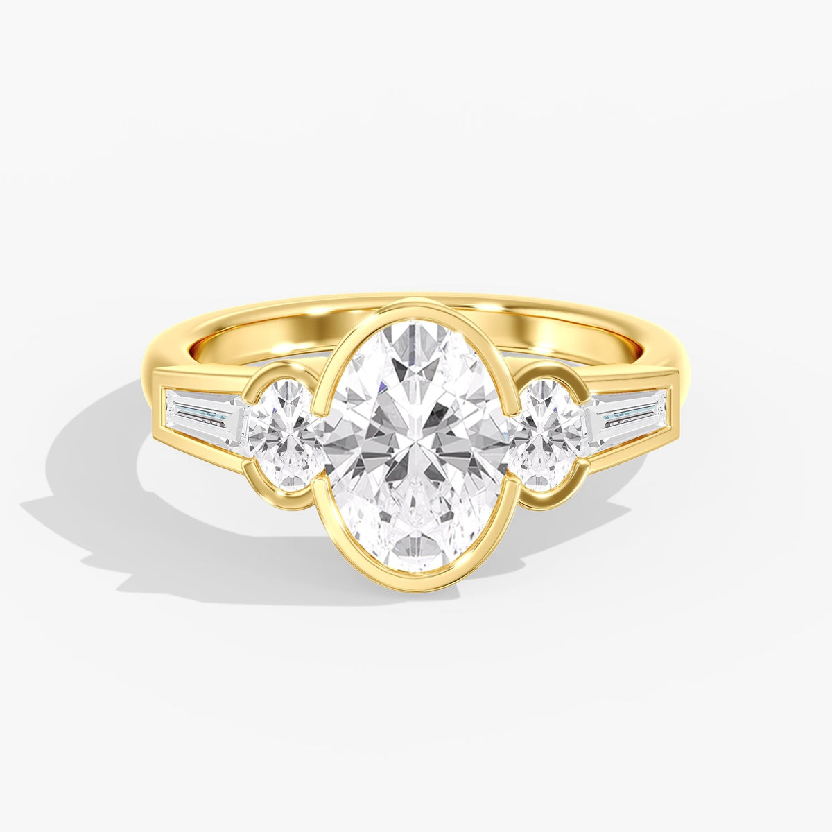 Oval Half Bezel Ring, 2 ct