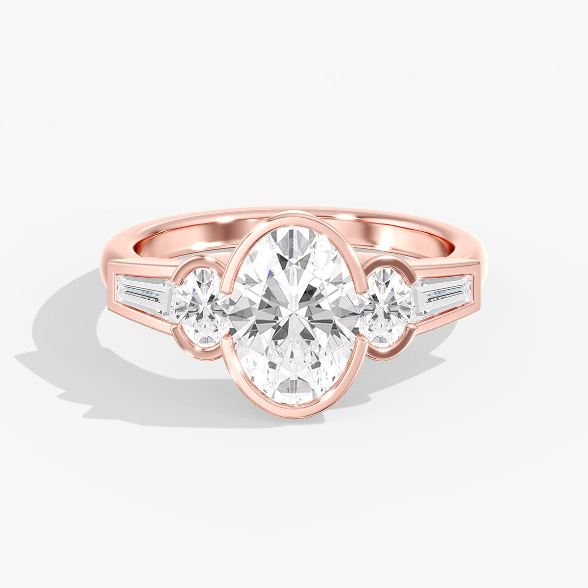 Oval Half Bezel Ring, 2 ct