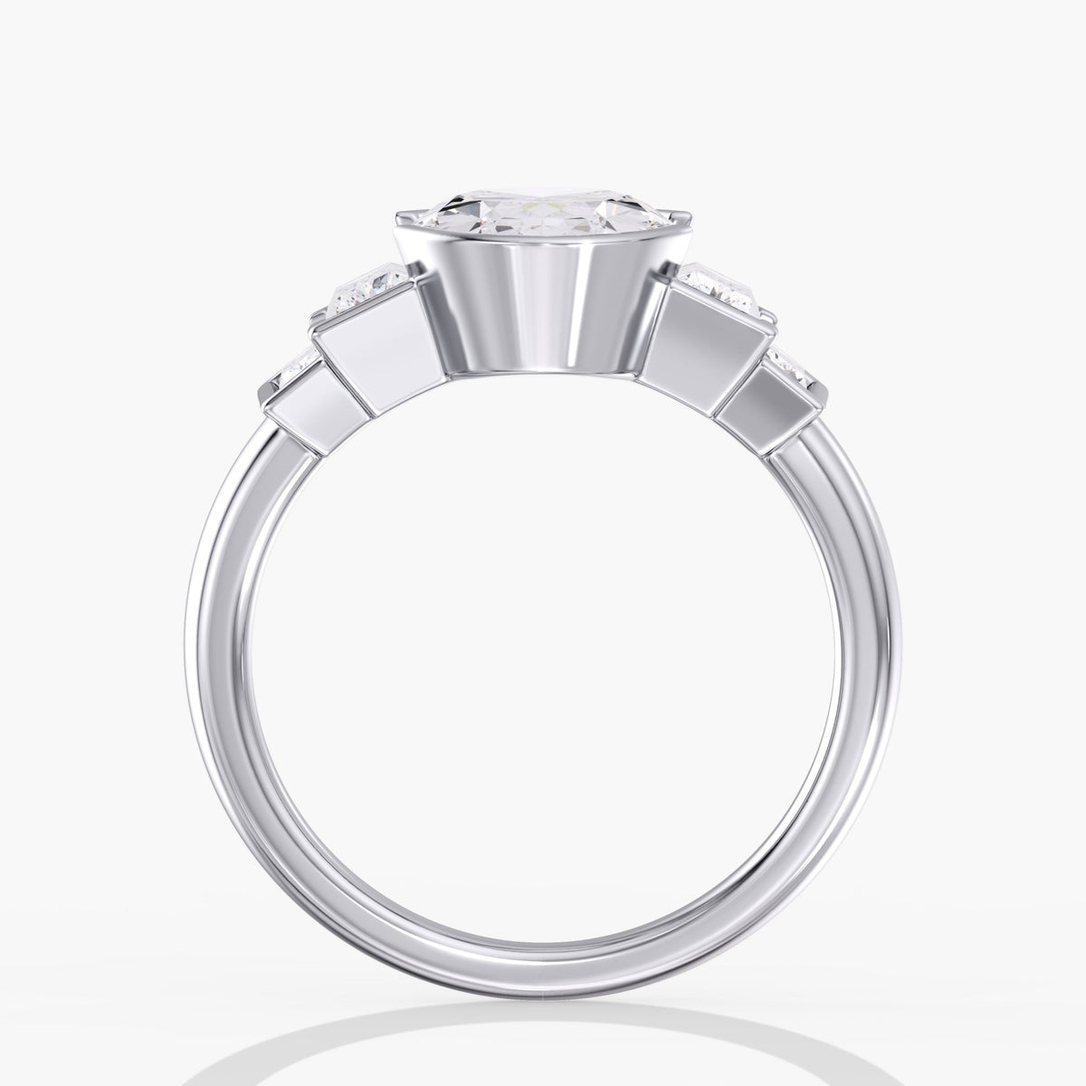 Oval Half Bezel Ring, 3 ct