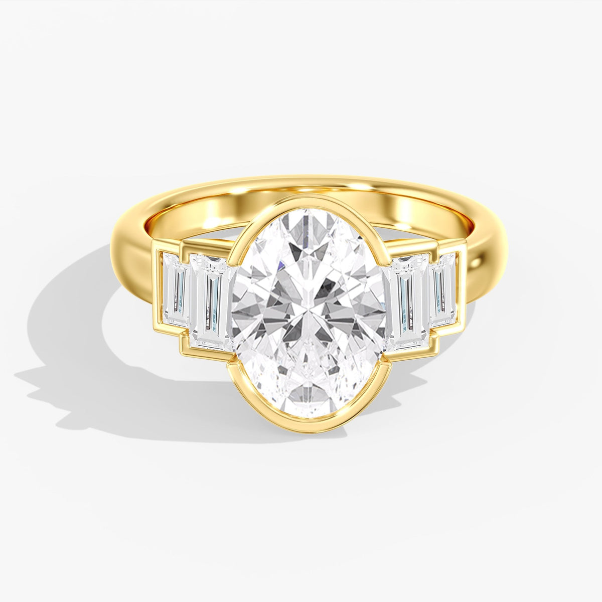 Oval Half Bezel Ring, 3 ct