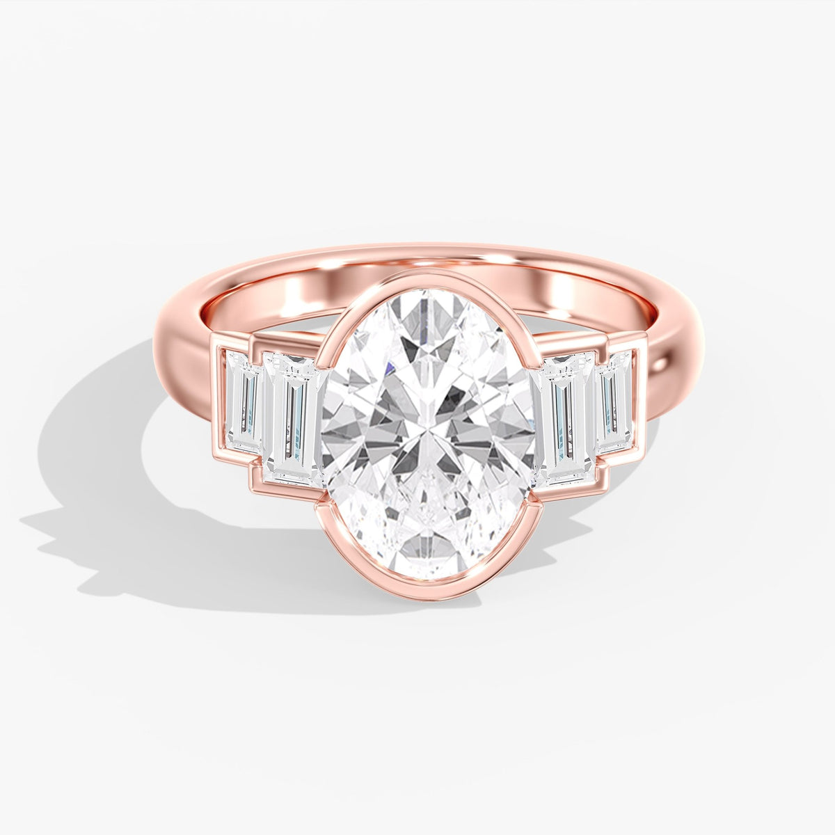 Oval Half Bezel Ring, 3 ct