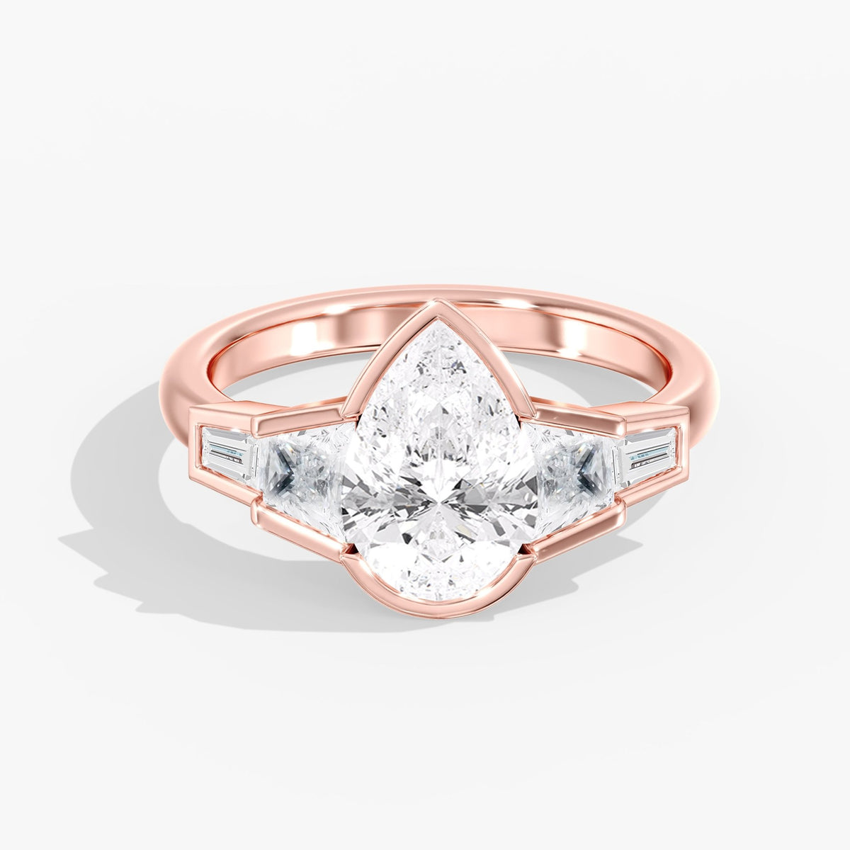 Pear Half Bezel Ring, 2.5 ct