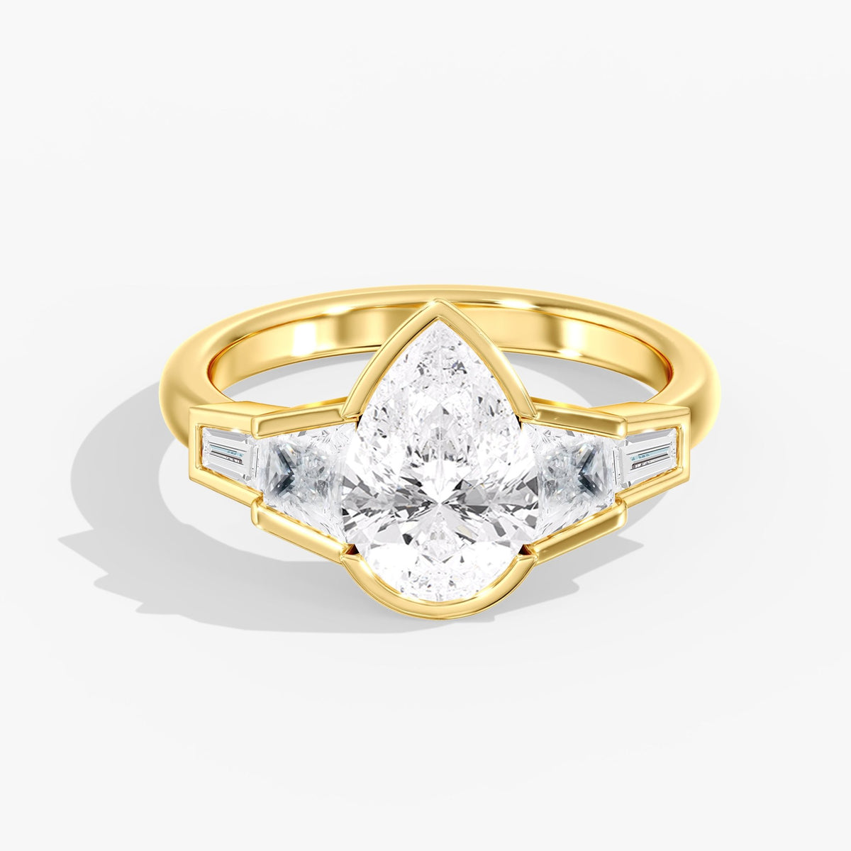 Pear Half Bezel Ring, 2.5 ct