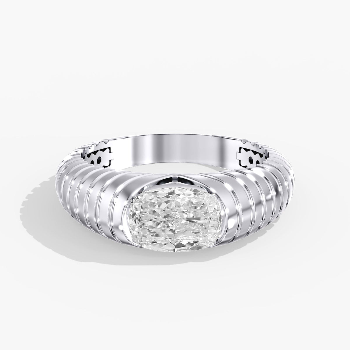 Elongated Cushion Diamond Channel Ring, 2 ct