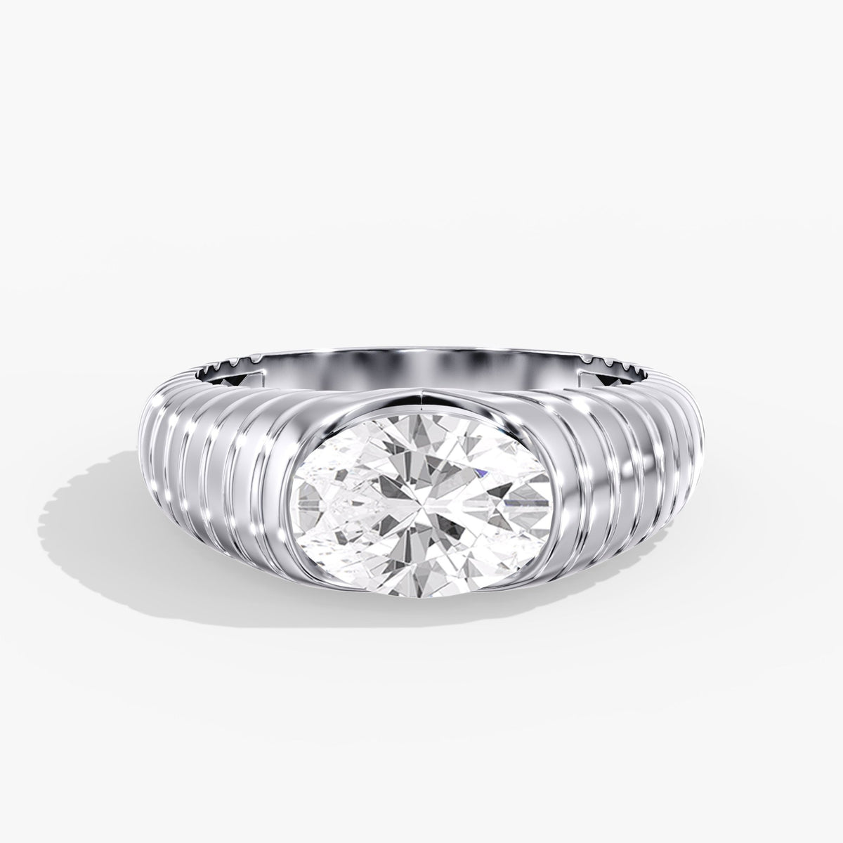 Oval Diamond Channel Ring, 2 ct