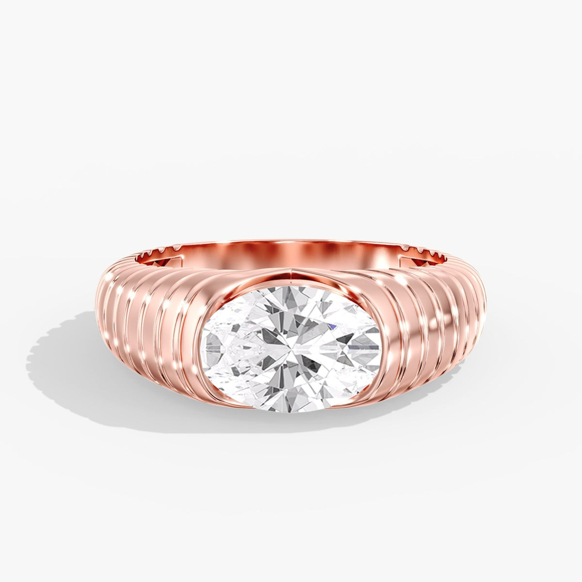 Oval Diamond Channel Ring, 2 ct