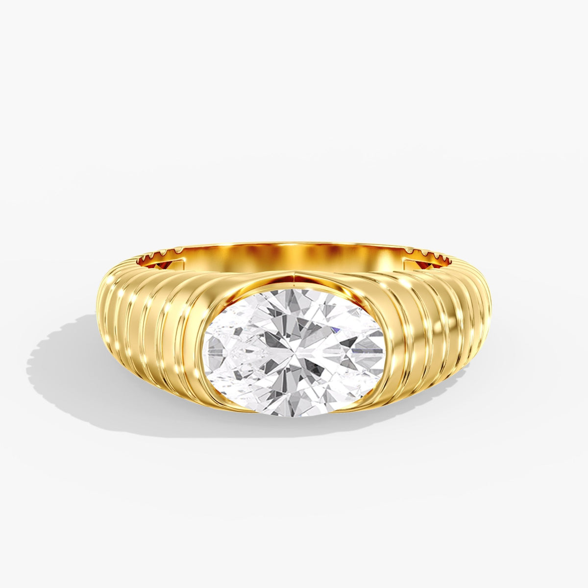 Oval Diamond Channel Ring, 2 ct