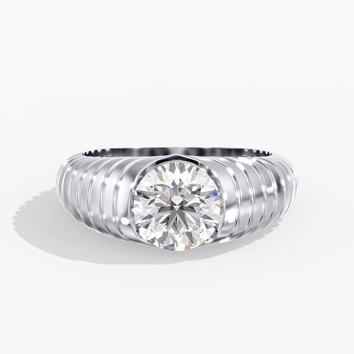 Round Diamond Channel Ring, 2 ct