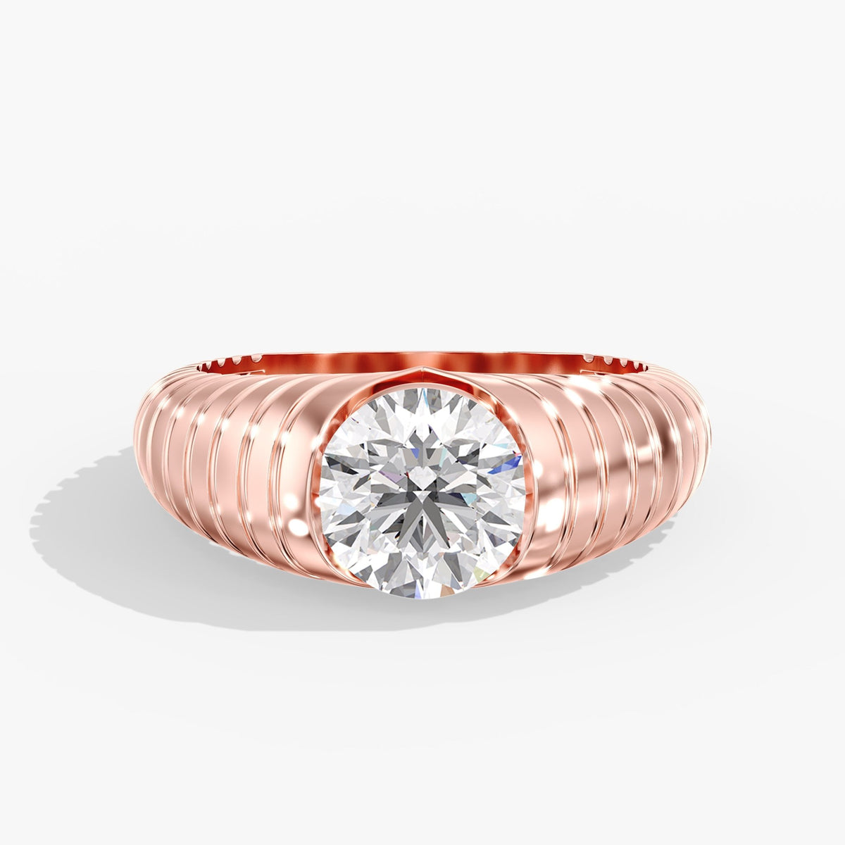 Round Diamond Channel Ring, 2 ct