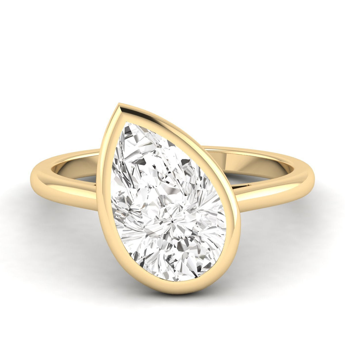Pear Bezel Solitaire Ring, 3 ct