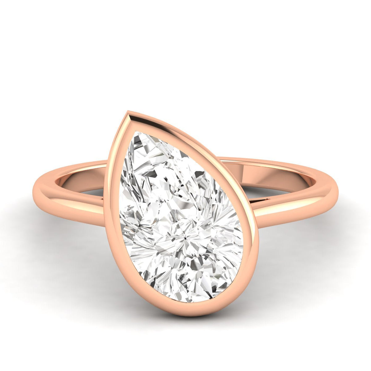 Pear Bezel Solitaire Ring, 3 ct