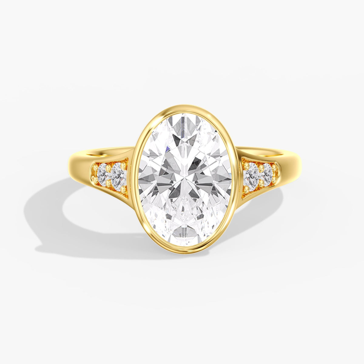 Oval Bezel Solitaire Ring, 3 ct