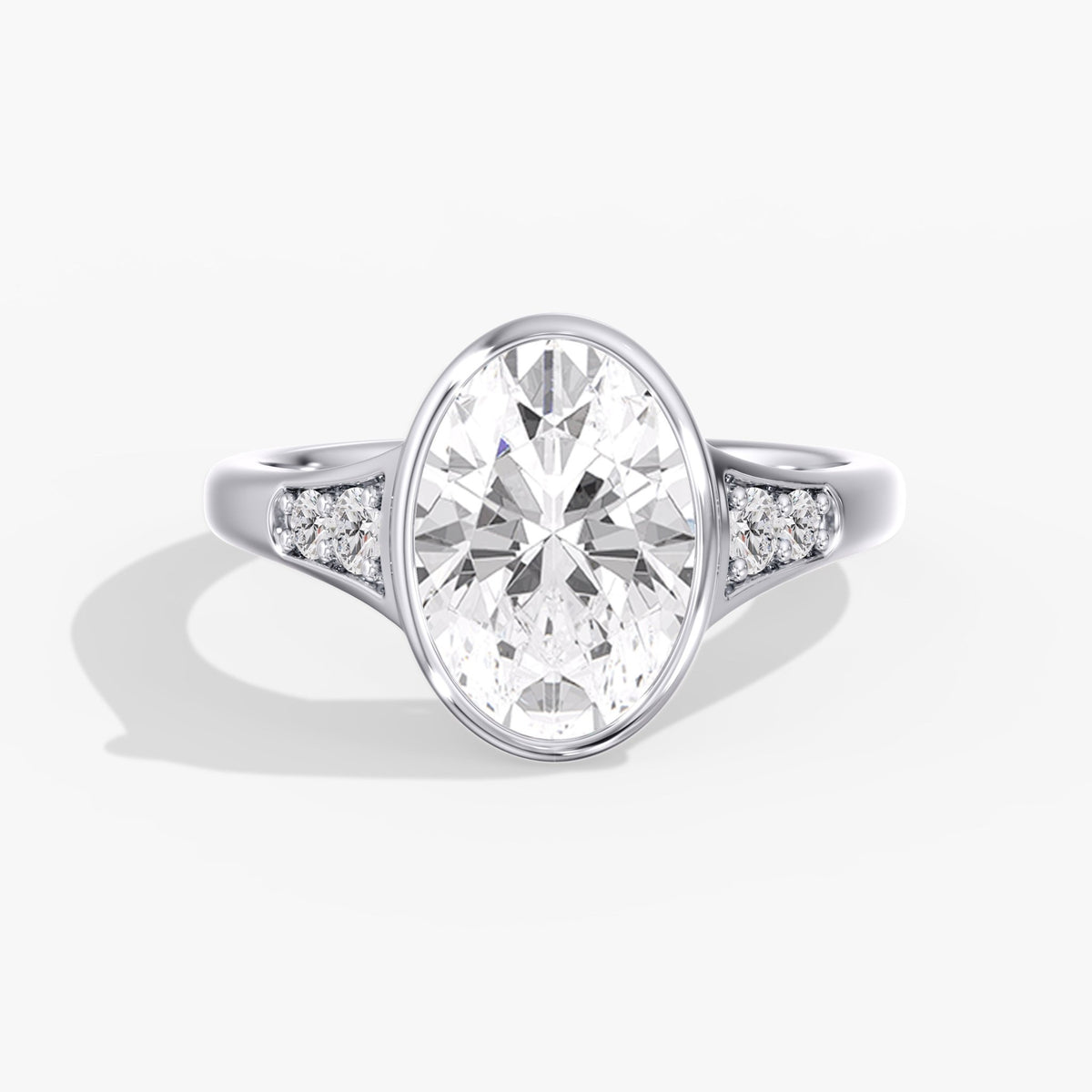 Oval Bezel Solitaire Ring, 3 ct