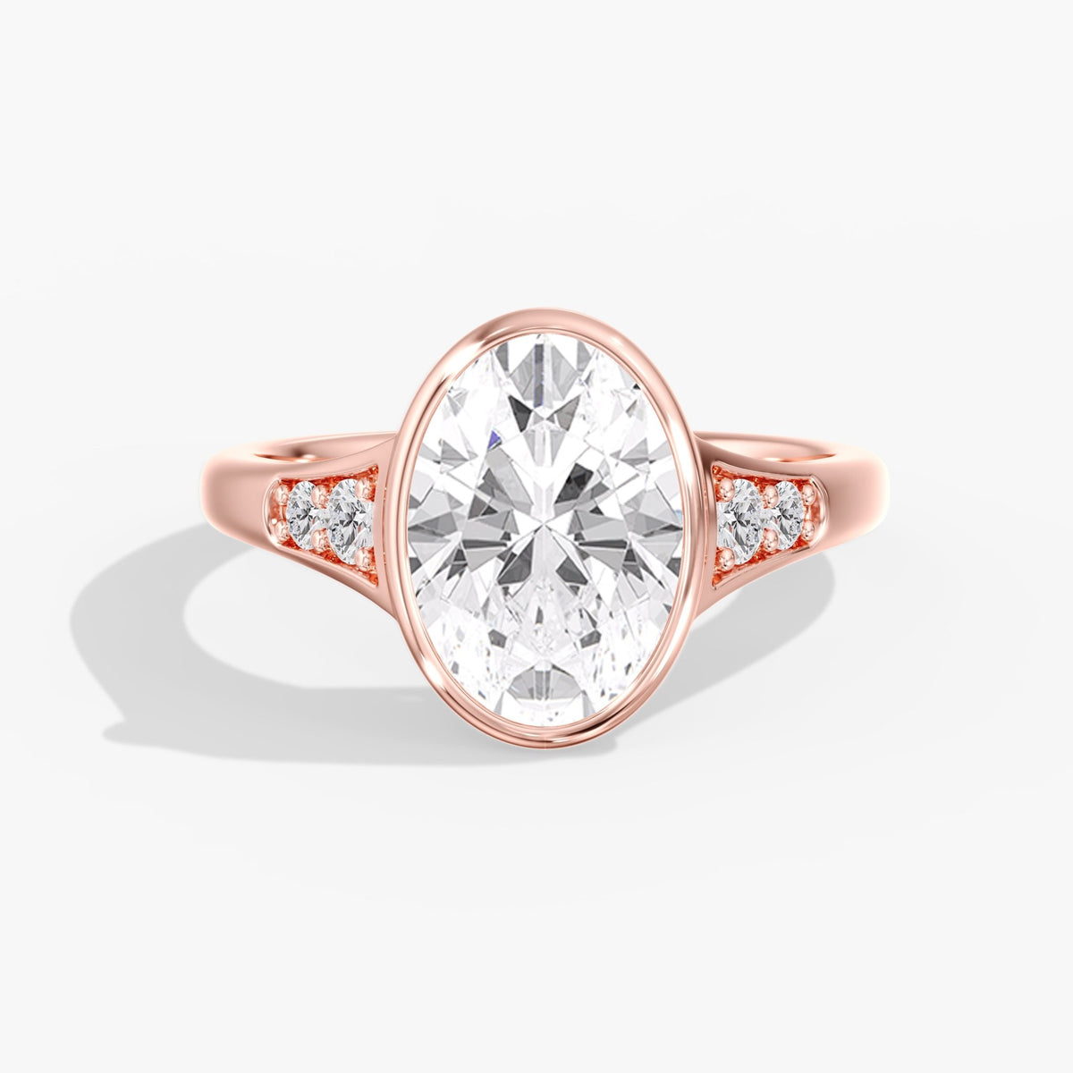 Oval Bezel Solitaire Ring, 3 ct
