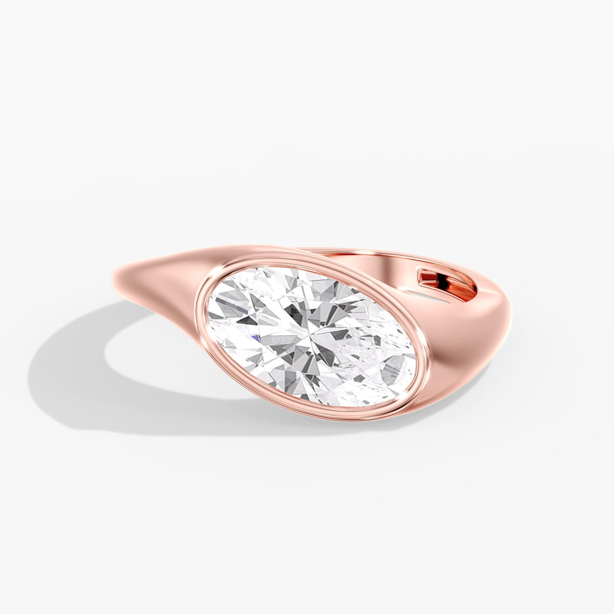 Moval Diamond Bezel Ring, 2 ct