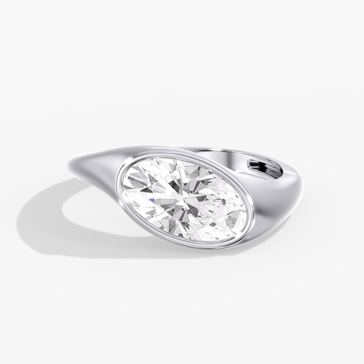 Moval Diamond Bezel Ring, 2 ct