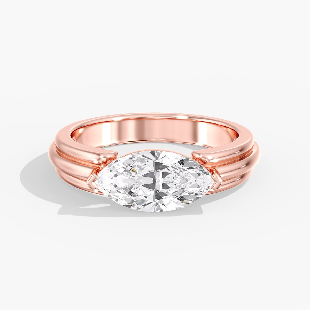 East West Marquise Solitaire Ring, 2 ct