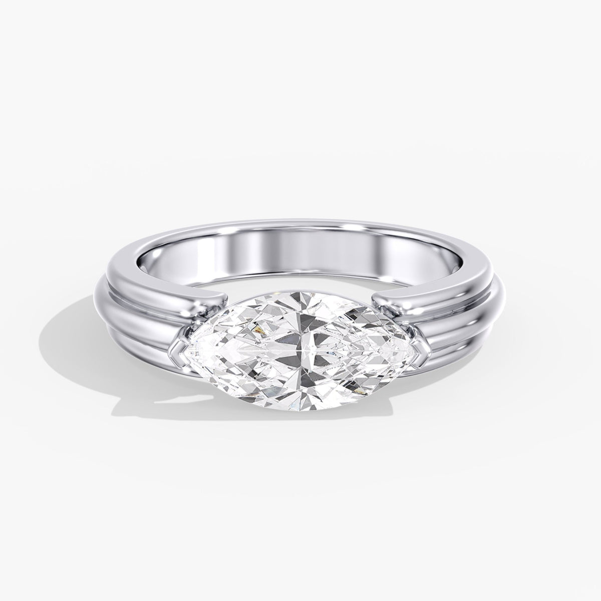 East West Marquise Solitaire Ring, 2 ct