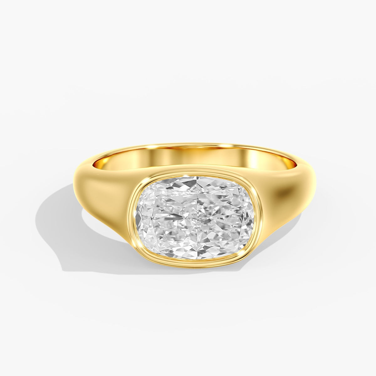 Elongated Cushion Bezel Ring, 3 ct